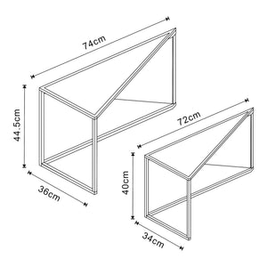 Set Kungsà¶r di 2 Tavolini Sovrapponibili con Piano Triangolare Altezze Diverse - Metallo, Nero [en.casa]