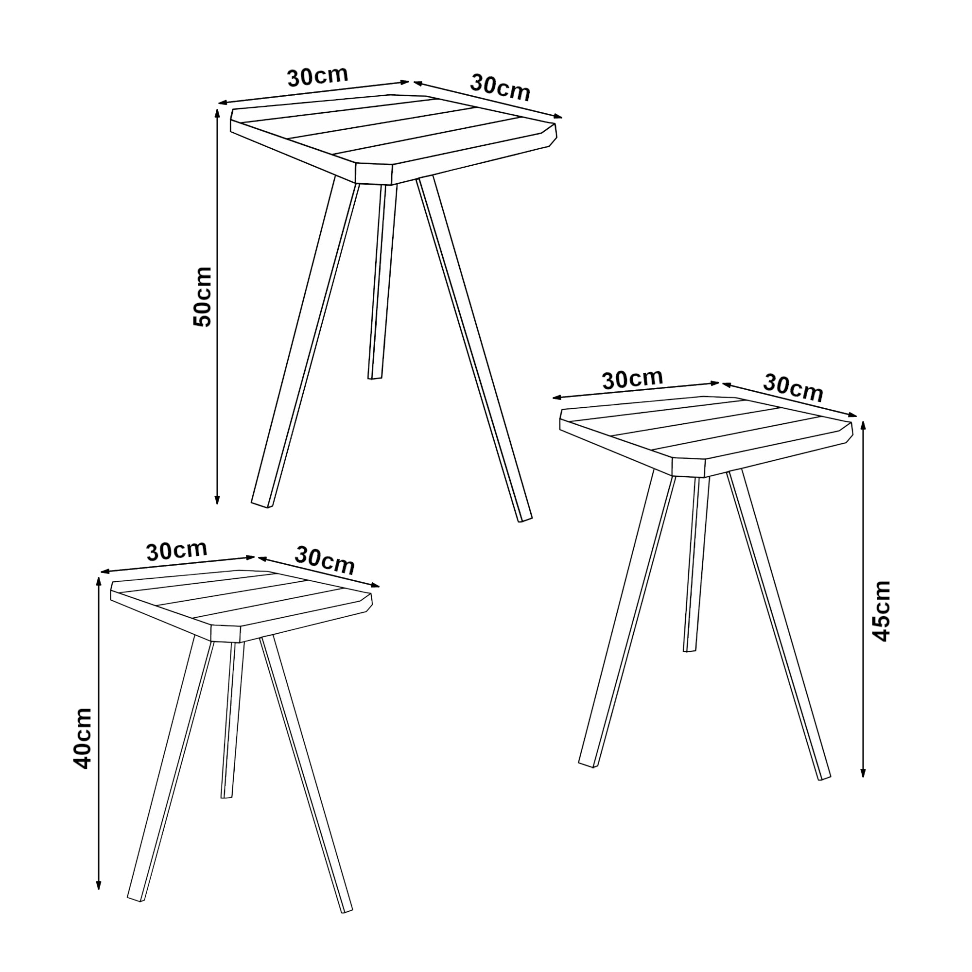 Set di 3 Tavolini Bassi da Salotto Masku Tavolini Sovrapponibili in Legno di Pino Tinto [en.casa]