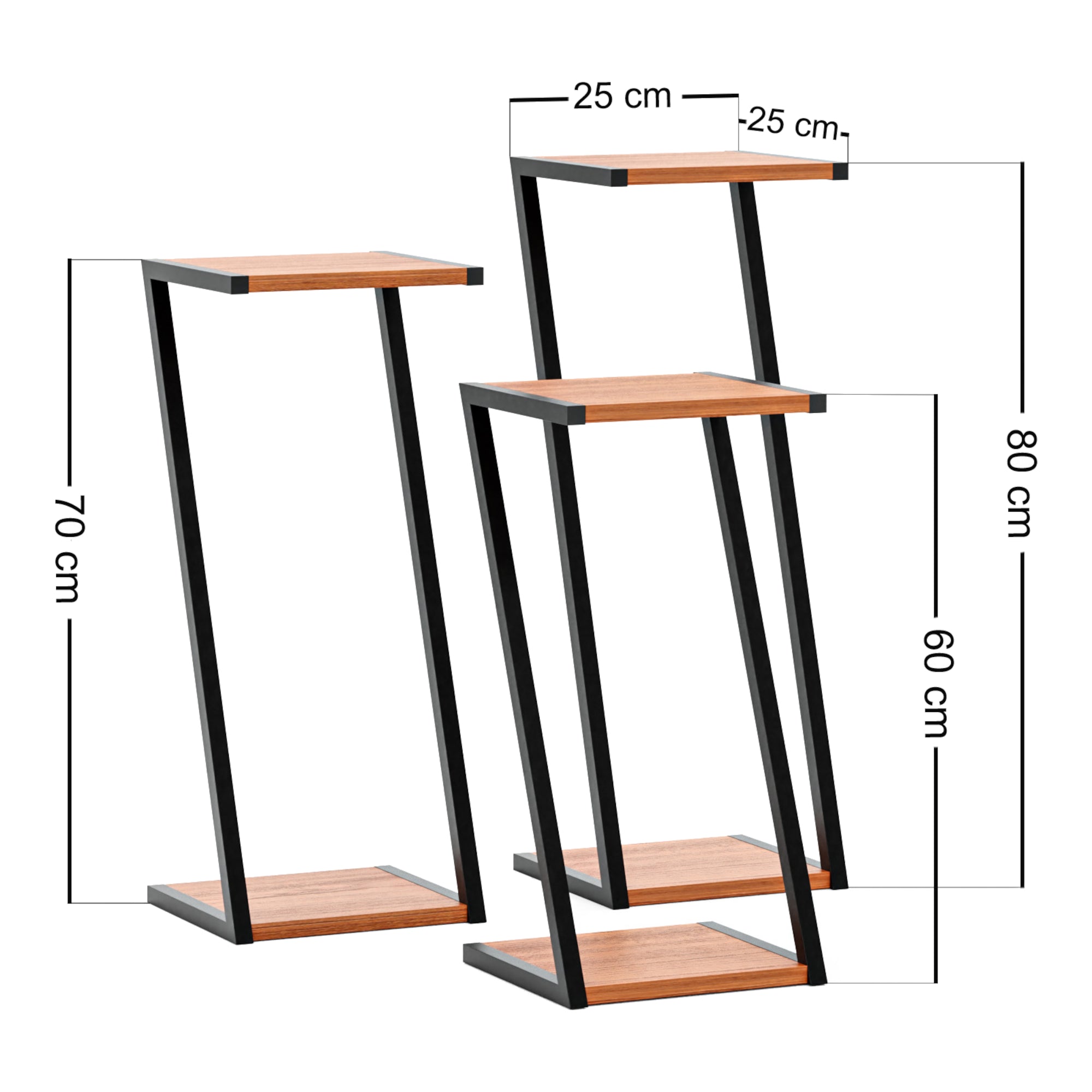 Set di 3 Tavoli a Consolle Hjartdal a Forma di Z in Altezze Diverse - Nero / Effetto Legno [en.casa]