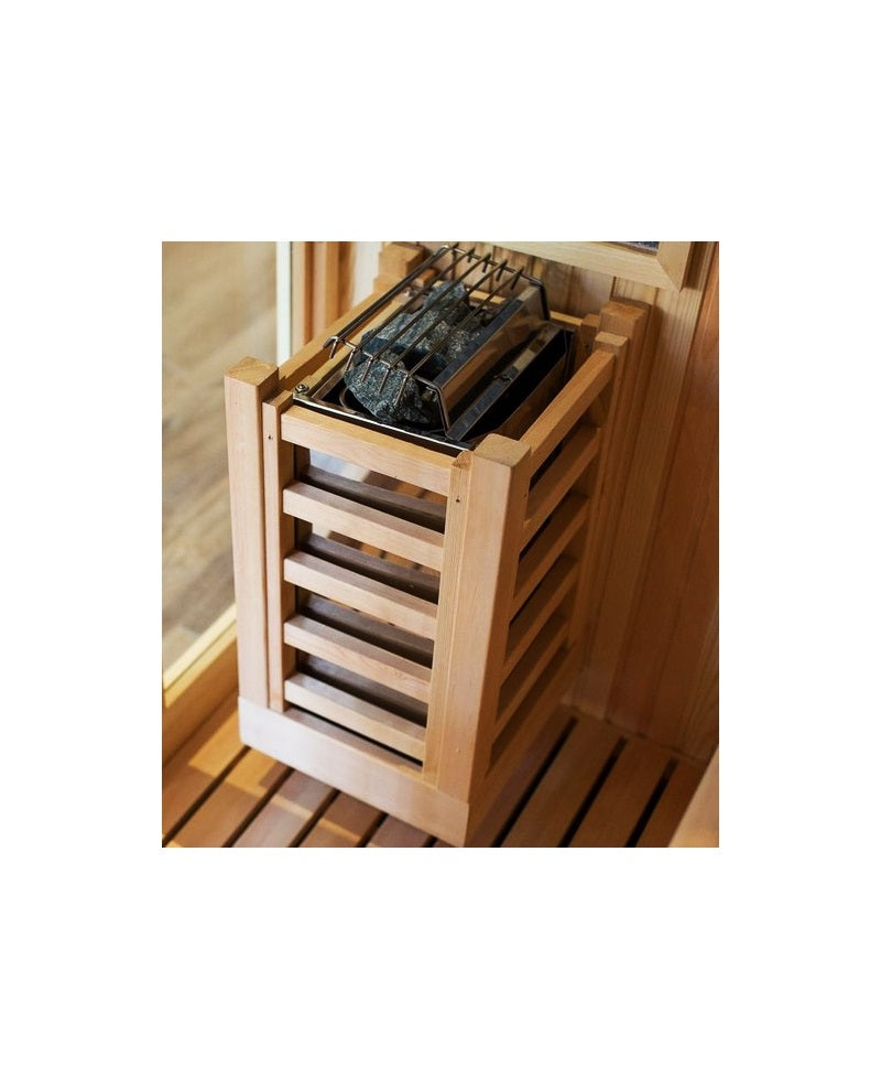 Sauna finlandese sei posti 200x200cm, cromoterapia, ozono, radio legno hemlock Sicorage Coce
