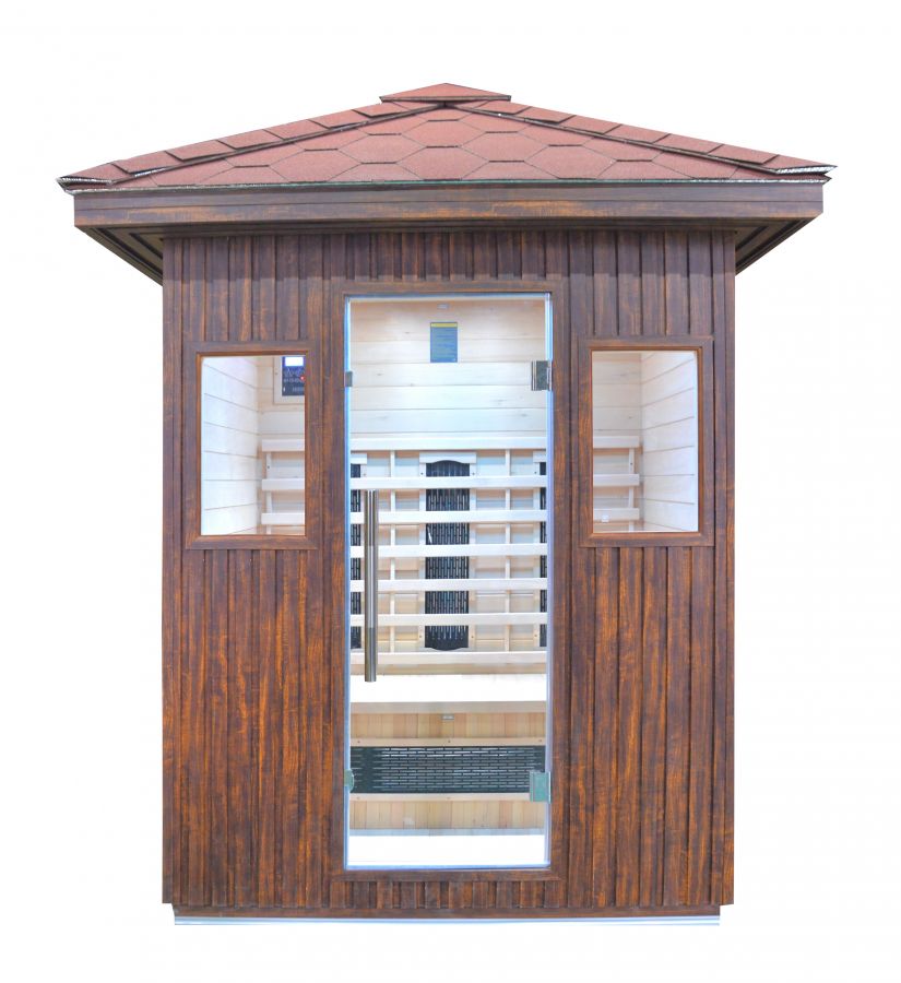 Sauna infrarossi da esterno con tegole canadesi, full optional 153x110x250cm Relpunt Nasha
