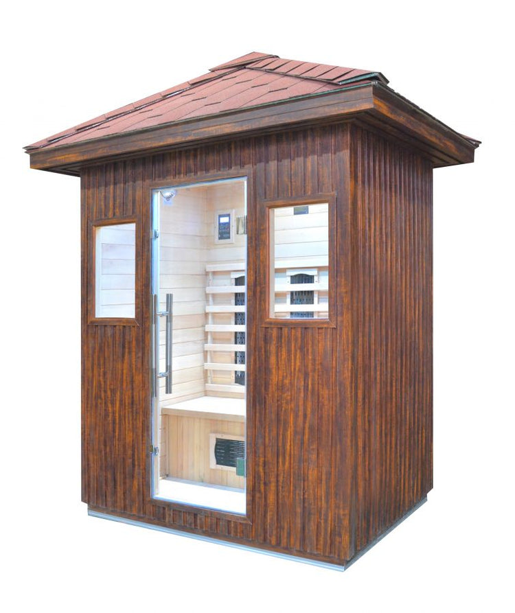 Sauna infrarossi da esterno con tegole canadesi, full optional 153x110x250cm Relpunt Nasha