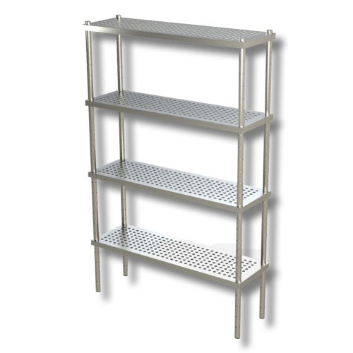 Scaffale 140x40x200 scaffalatura 4 ripiani forati acciaio inox cucina ristorante pizzeria RS7799