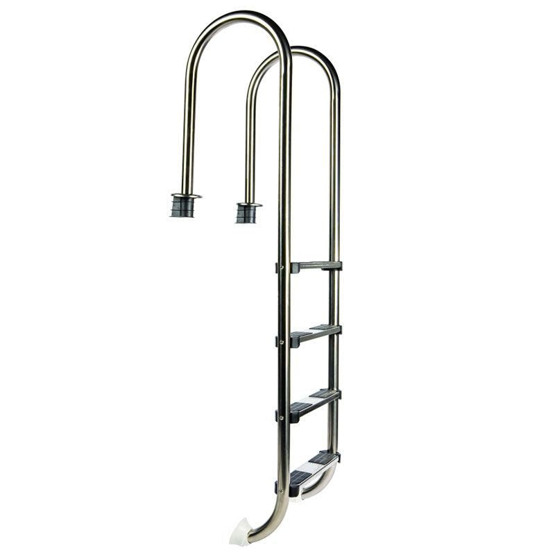 Scaletta Muro In Acciaio Inox Aisi 316l - 4 Gradini, Per Piscine Con Altezza Minima 1,30 M