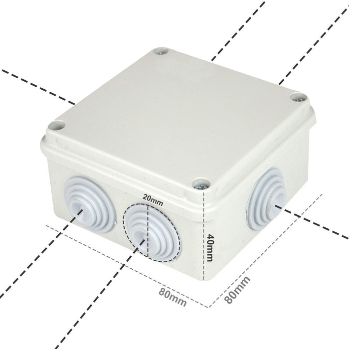 Scatola Di Derivazione Da Parete Stagna IP44 Con 6 Uscite Passacavi 80X80X40mm Coperchio A Pressione