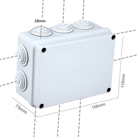 Scatola Di Derivazione Da Parete Stagna IP55 Con 10 Uscite Passacavi 150X110X75mm Coperchio Con Viti