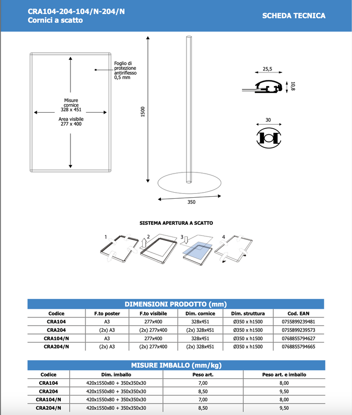 Porta Comunicazioni con Cornice A3