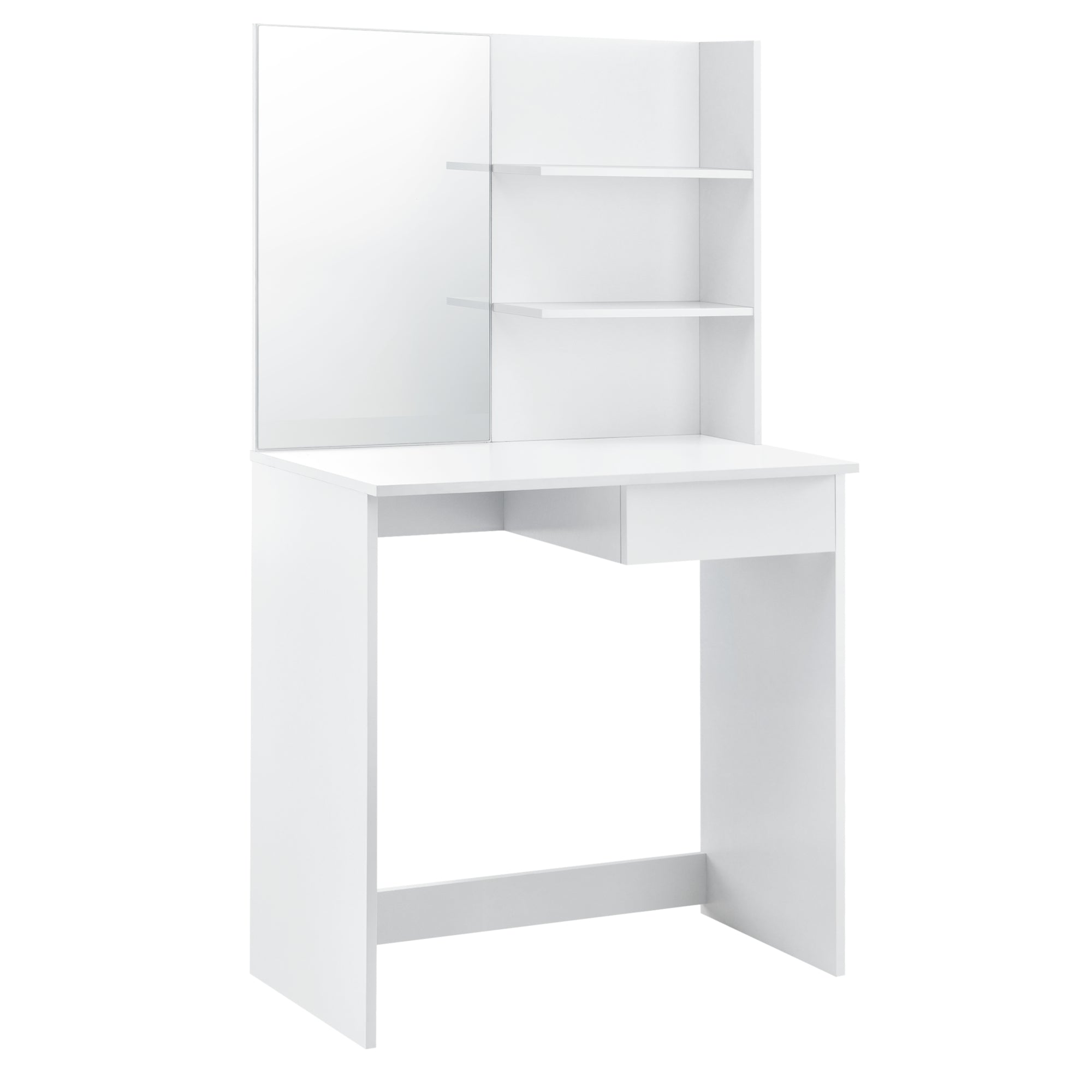 [en.casa] Tavolo Cosmetici con Specchio e Sgabello 141 x 75 x 39,7 cm Tavolo da Trucco con Cassetto Bianco