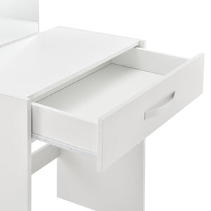 Tavolo da Trucco con Cassetto 132 x 63 x 39 cm Tavolo da Toeletta con Specchio e Sgabello Tavolo Cosmetico - Bianco