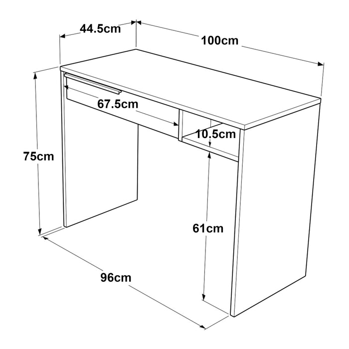 Tavolo da Trucco Kvà¦nangen con Cassetto 100x45x75 cm Effetto Rovere / Rattan [en.casa]