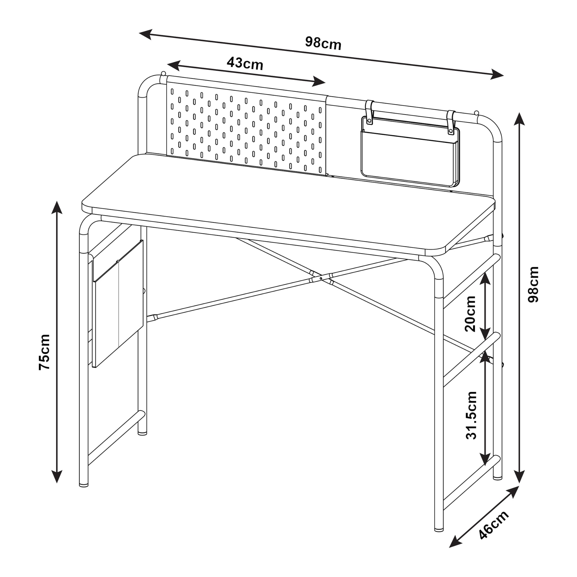 Scrivania Dyrà¸y con Piano in Effetto Rovere 98 x 46 cm [en.casa]