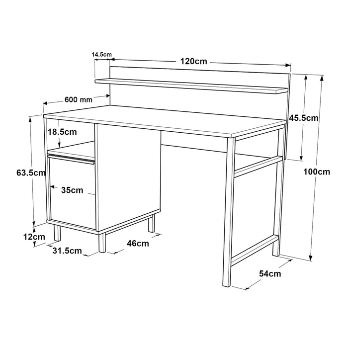 Scrivania Fajaarire Tavolo con Piano 120x60 cm Bianco [en.casa]