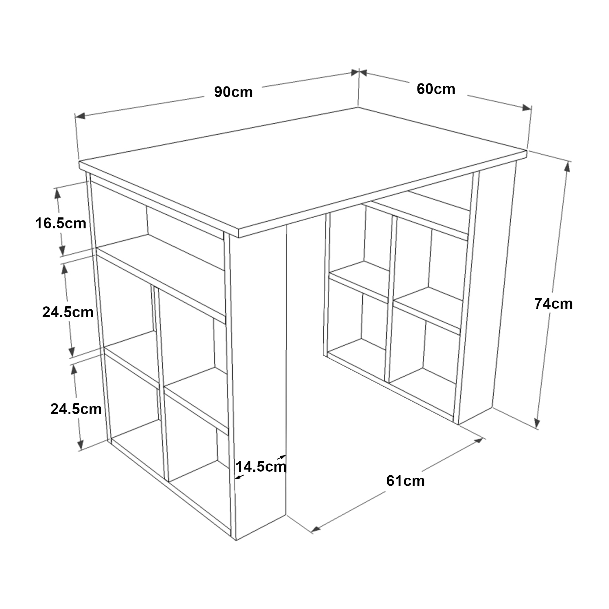 Scrivania Gändi con Scaffali Integrati - Effetto Rovere / Antracite [en.casa]