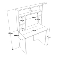 Scrivania Tà³pisa con Scaffale e Piano 90 x 52 cm - Effetto Rovere / Bianco [en.casa]