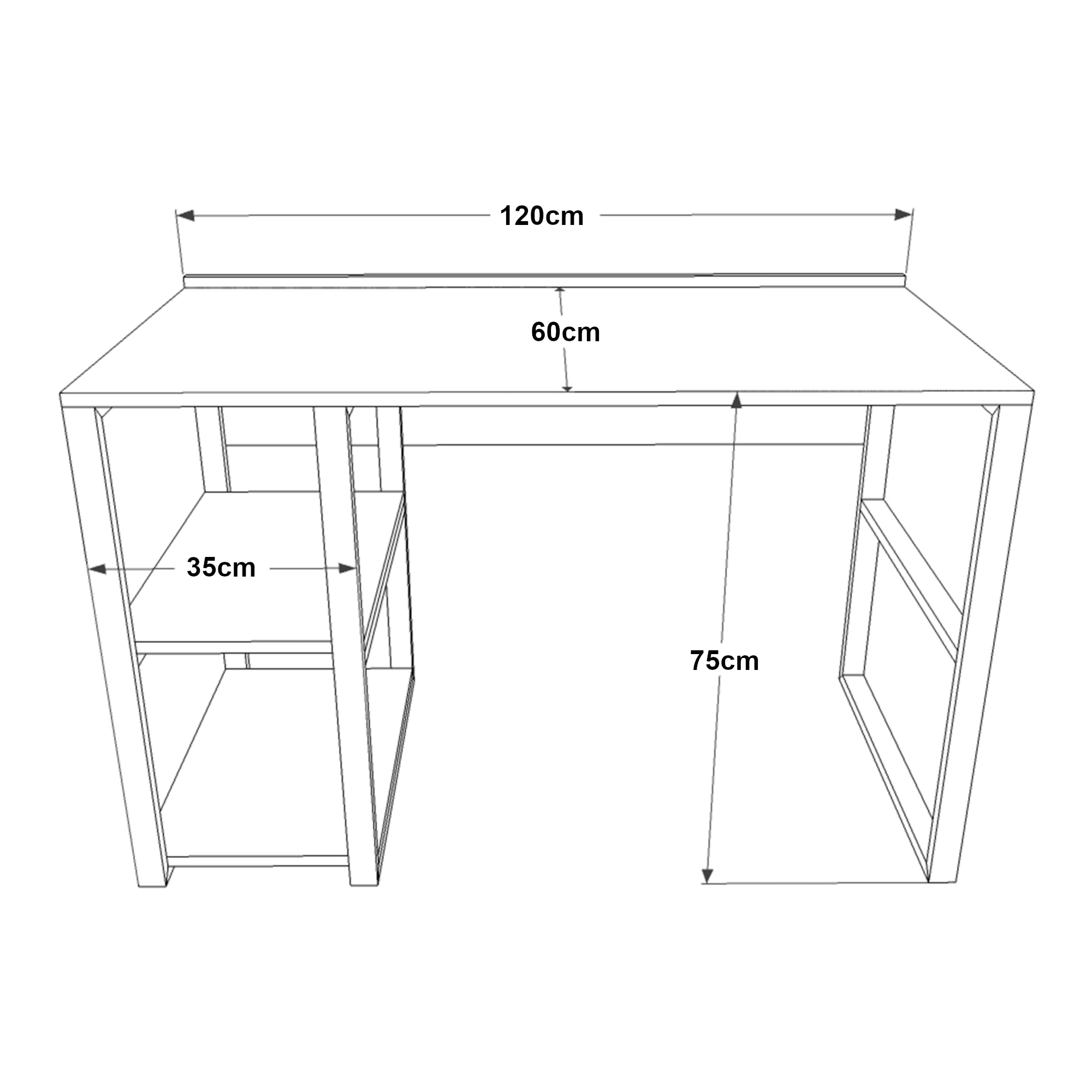 Scrivania Tà³dense con 2 Ripiani e Piano 120x60 cm - Effetto Rovere [en.casa]