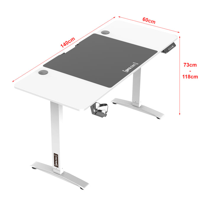 Scrivania 'Salinas' Regolabile in Altezza tra 73 - 118 cm con Sollevamento Elettrico - Bianco/Nero [pro.tec]