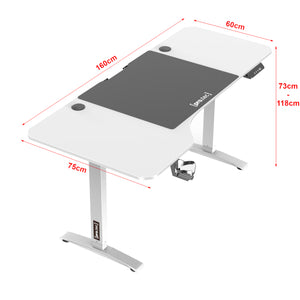 Scrivania 'Oxnard' Regolabile in Altezza tra 73 - 118 cm con Sollevamento Elettrico - Bianco/Nero [pro.tec]