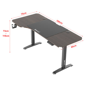 Scrivania 'Oxnard' Regolabile in Altezza tra 73 - 118 cm con Sollevamento Elettrico - Effetto Noce/Nero [pro.tec]