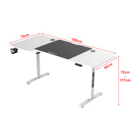 Scrivania 'Stryn' Regolabile in Altezza con Sollevamento Elettrico 160 x 60-75 Bianco - pro.tec