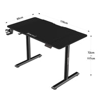 Scrivania Pomona 110x60 cm Regolabile in Altezza con Sollevamento Elettrico, Incl. Rotelle - Nero pro.tec