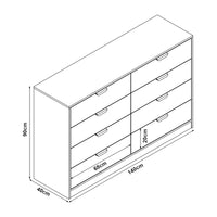 Comò Varkaus con 8 Cassetti - Effetto Rovere [en.casa]