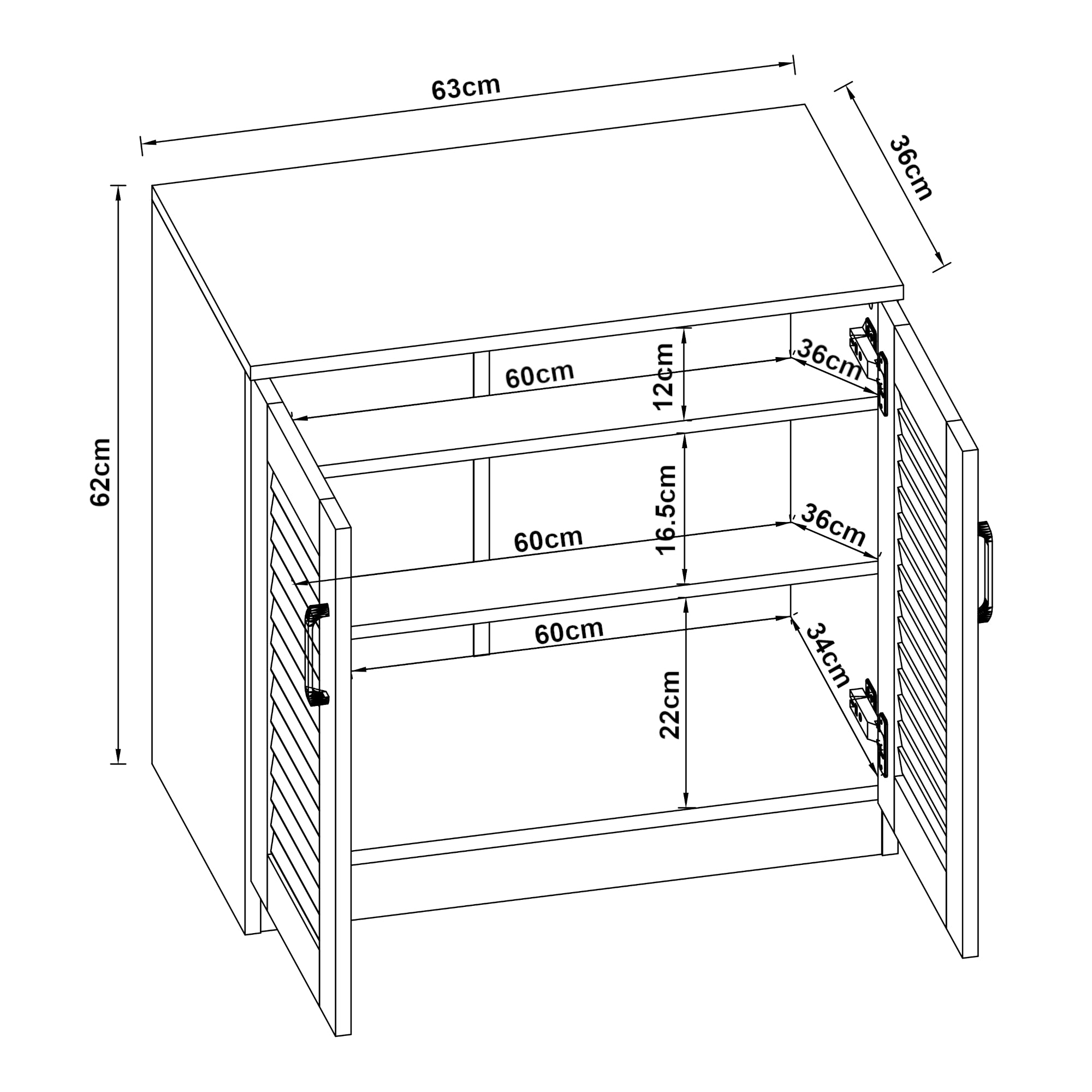 Armadio Scarpiera Là¸ten con Ante a Persiana 62 x 63 x 36 cm Bianco [en.casa]