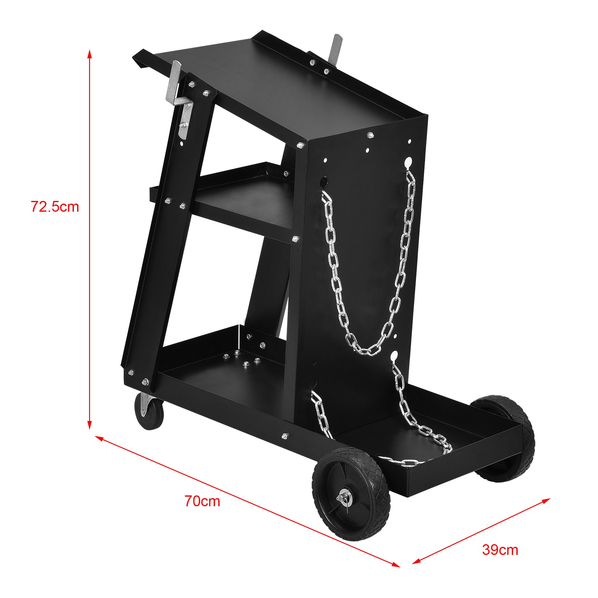 Carrello in Acciaio per Trasporto Saldatrice con Portabombola Carrello Portautensili a 3 Ripiani Carrello Portaattrezzi