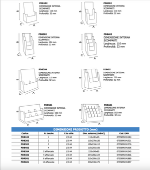 Porta depliant da banco in plexi 3 tasche 1/3 A4