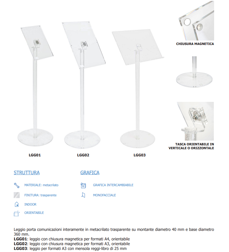 Espositore in plexiglass A3