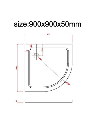 Piatto Doccia Ribassato Semicircolare In Abs H 5cm Con Piletta Inclusa 90x90 