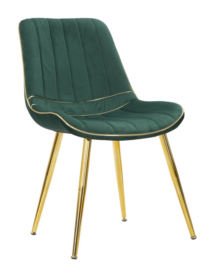 Sedia 2 pz PARIS 51x59x79 cm metallo oro e tessuto verde