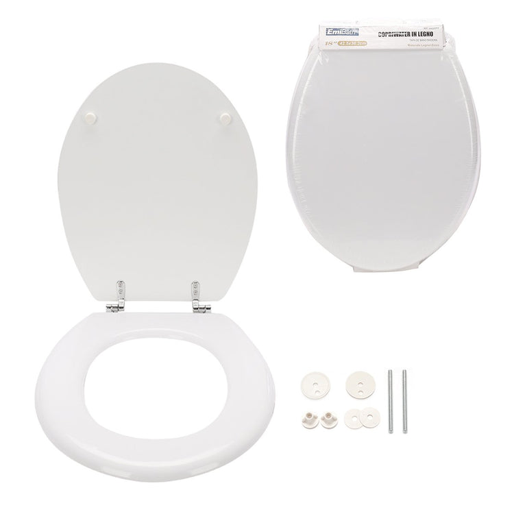 Sedile WC Copriwater Universale In Legno Forma O 18'' 425X362mm Distanza Fori 135-185mm