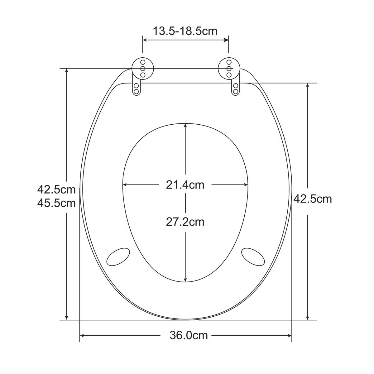 Sedile WC Copriwater Universale In Legno Forma O 18'' 425X362mm Distanza Fori 135-185mm