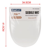 Sedile WC Copriwater Universale In Plastica Forma O Chiusura Morbida Ammortizzata 18'' 415X345mm Distanza Fori 125-180mm