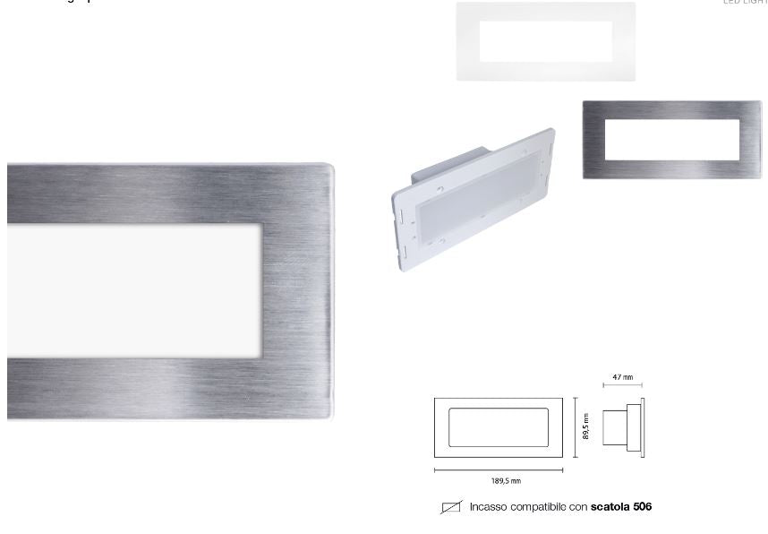 Faretto Segnapasso Led 5w 96 Led 220v Luce Calda Fredda Naturale CCT compatibile con scatola 506 Doppia Placca IP65