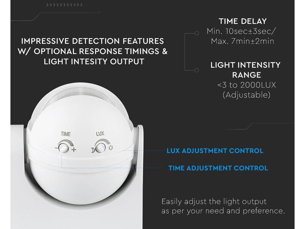 Sensore PIR Movimento Luce Crepuscolare Timer Rilevamento Presenza Infrarossi 220V Massimo 1200W IP44 Esterno Da Muro Orientabile 180 Gradi SKU-4967