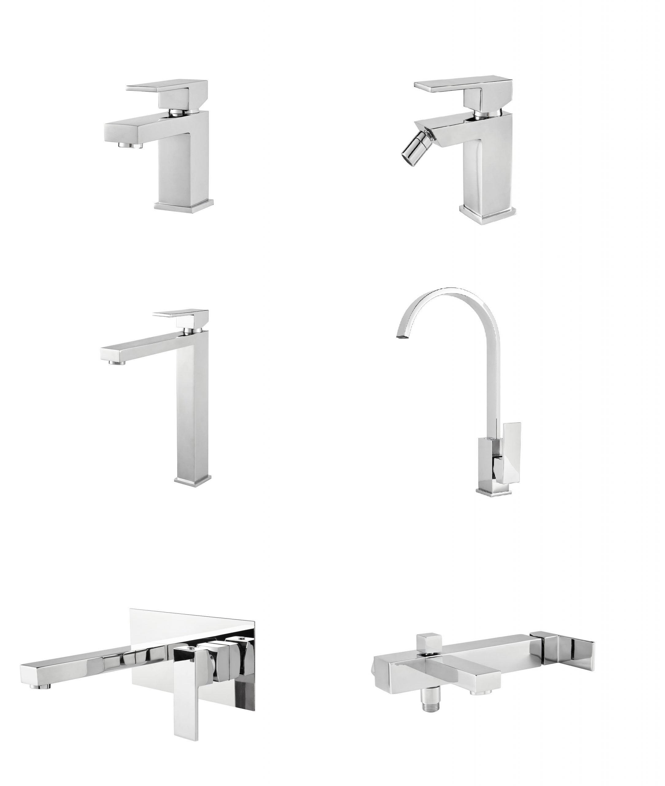 Set Rubinetteria Per Bagno da design squadrata moderna con piletta click clack inclusa -  LAVABO LAVELLO ALTO MISCELATORE