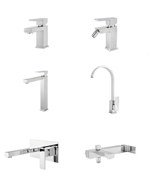 Set Rubinetteria Per Bagno da design squadrata moderna con piletta click clack inclusa -  INCASSO DOCCIA MISCELATORE