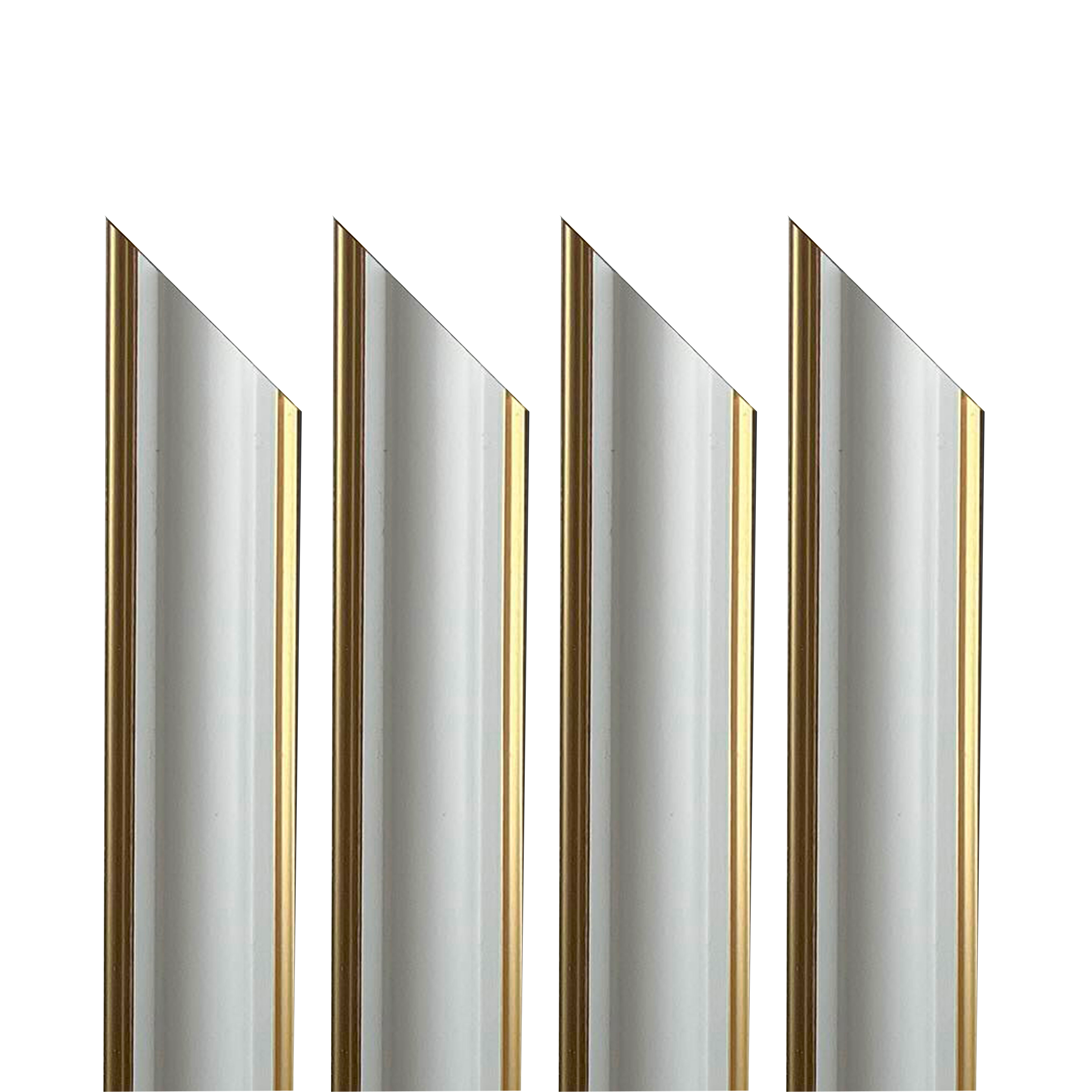 4 barre intere PRETAGLIATE AD ANGOLO per Bugna Boiserie in polimeri linea GOLD (doppio filo oro) ral 9010 varie dimensioni - 4 barre da 200cm