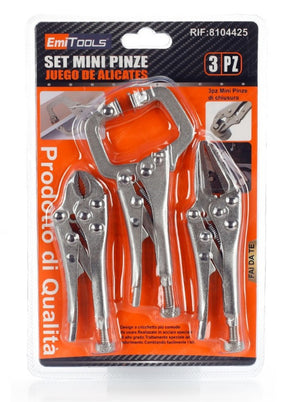 Set 3 Pezzi Mini Pinze A Scatto Autobloccanti