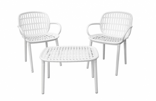 Set balcony 3 pz modello positano colore bianco tavolino + 2 poltrone