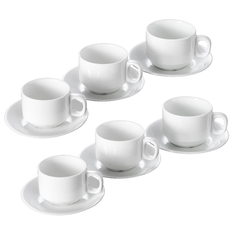 Set da 6 Tazzine da Caff&egrave; Espresso Bianche Con Piattini Classico