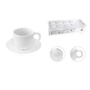 Set da 6 Tazzine da Caff&egrave; Espresso Bianche Con Piattini Classico