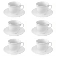 Set da 6 Tazzine da Caff&egrave; Espresso Bianche Con Piattini Moderno