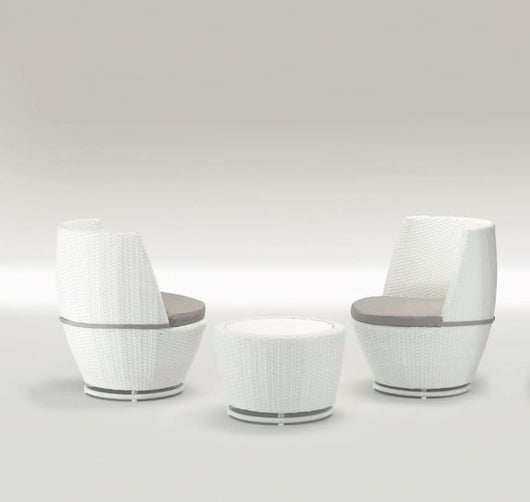 Set due poltrone con tavolino in rattan , totem Bianco Sicorage Tremest