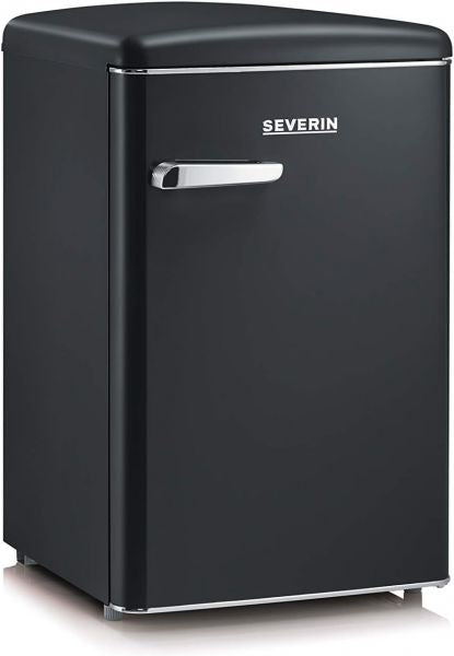 Severin rks 8832 mini frigorifero retrÃ² 108l, frigorifero piccolo e silenzioso con diversi scomparti, congelatore 13l e portabottiglie, 37 db, classe energetica d, nero opaco