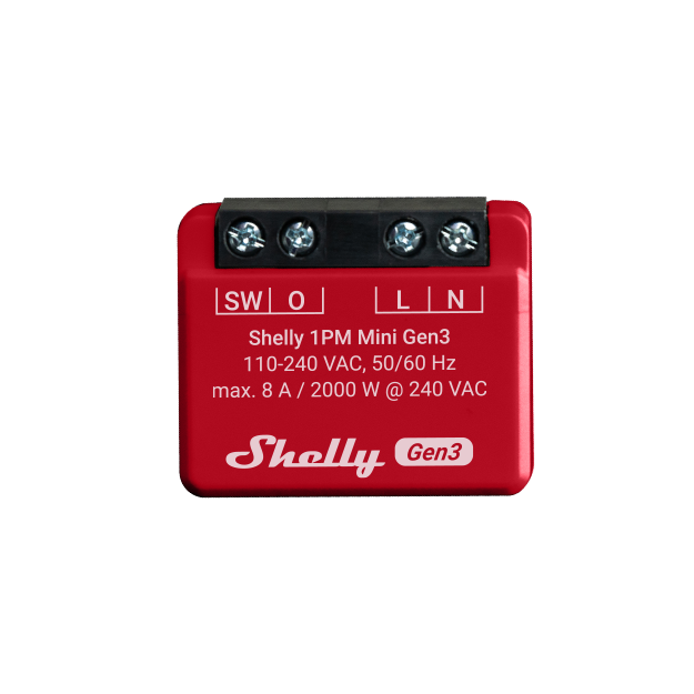 Shelly 1PM Mini Gen 3 Relè WiFi e Bluetooth 1 Canale 8A automatizzazione di luci e pulsanti Monitoraggio consumi
