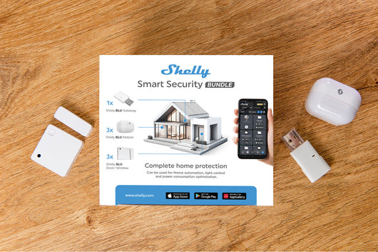 Shelly Smart Blu Security Bundle, Dispositivi Bluetooth per Monitorare il Movimento e Configurare Zone di Allarme, Apertura Chiusura Porte o Finestre