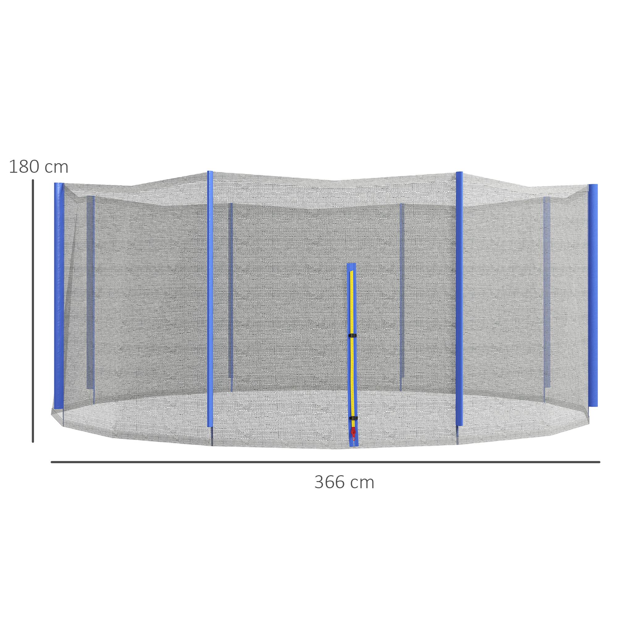 Rete di Protezione per Trampolini a 6 Pali con Ingresso con Cerniera Ø366x180 cm in PE Nero e Blu