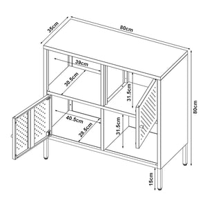 Credenza Comò Janakkala in Acciaio 80 x 35 x 80 cm - Nero [en.casa]